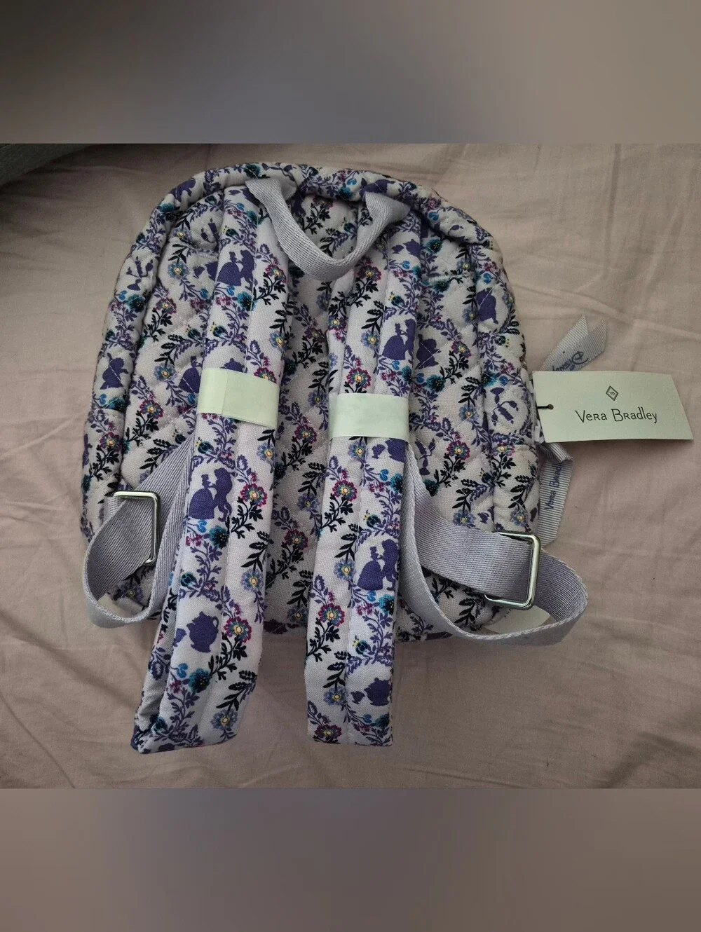 NWT Vera Bradley Beauty And The Beast Lavender Quilted Floral Mini Backpack